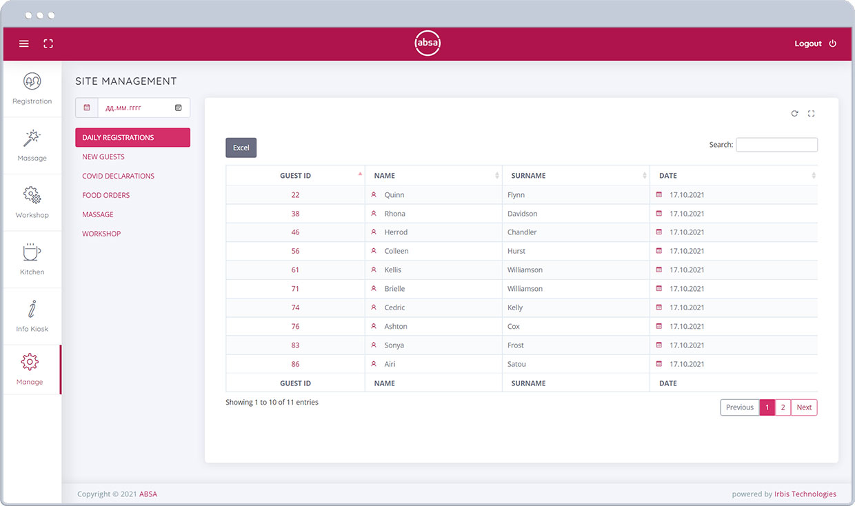 Website management page