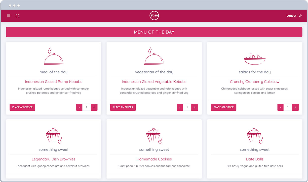 Kitchen menu page