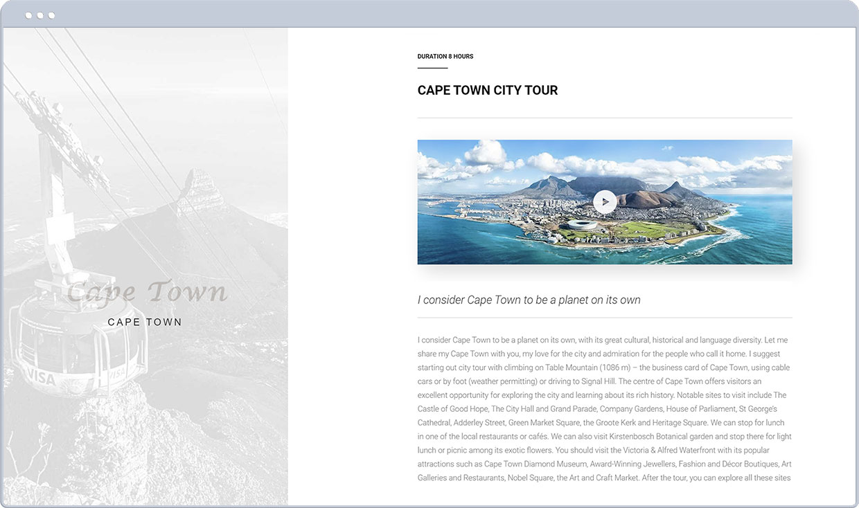 Tours page